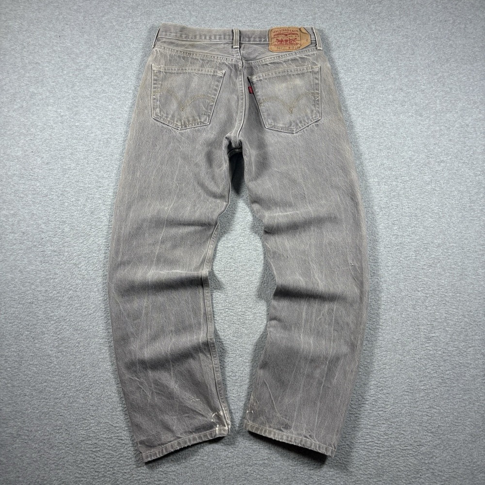 VTG Levis 501 Jeans Mens 32x32 (32x29.5) Faded Grey Button Fly Straight Leg Y2K